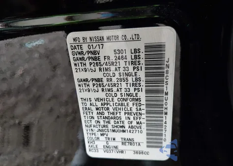 2017 Infiniti Qx70 from USA, damaged, VIN JN8CS1MU0HM142710